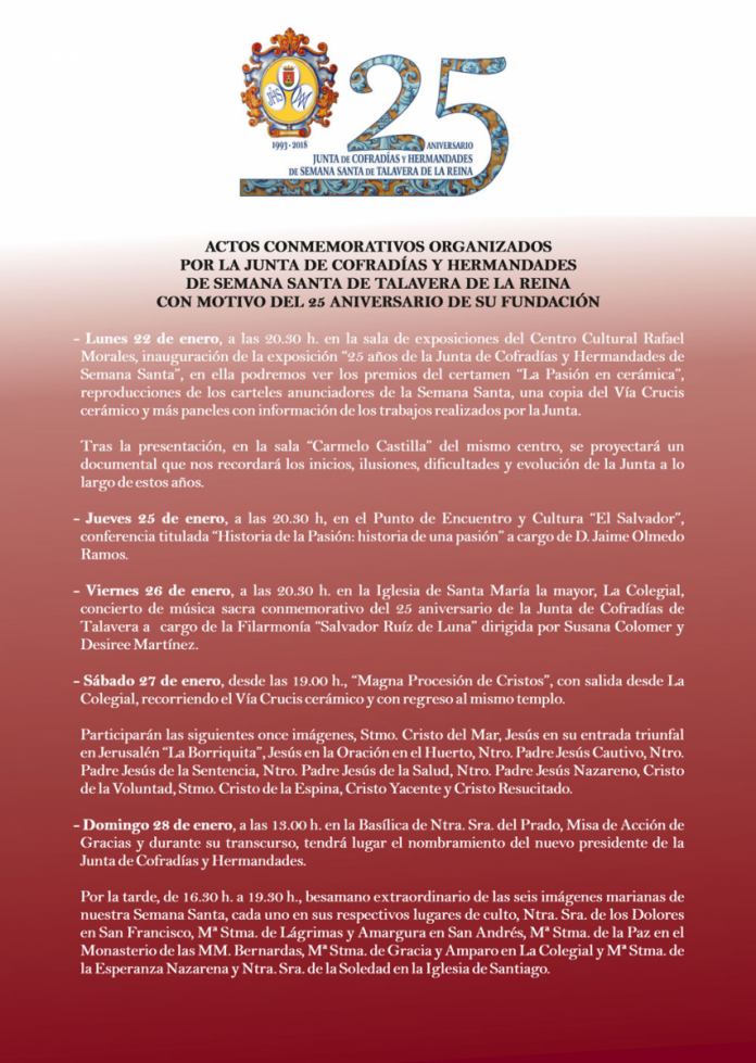 Actos con motivo del 25 aniversario de la Junta de Cofradías